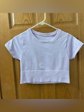 Offline by Aerie Sidewalk Seamless Cropped T-Shirt Lilac Purple Size Small